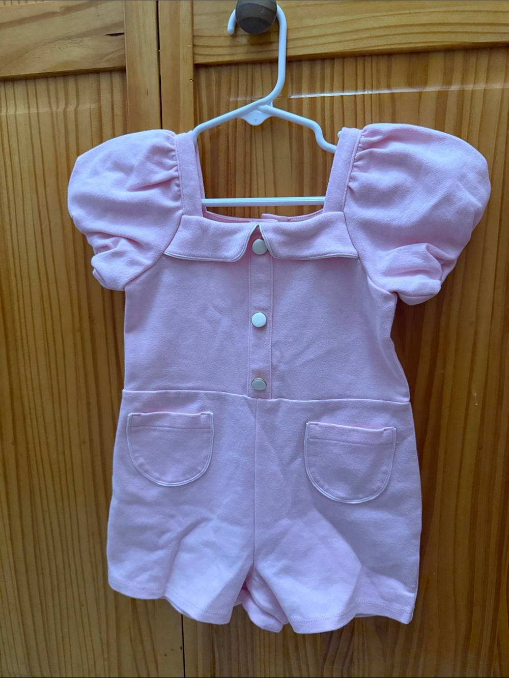 Janie and Jack Light Pink Puff-Sleeve Romper